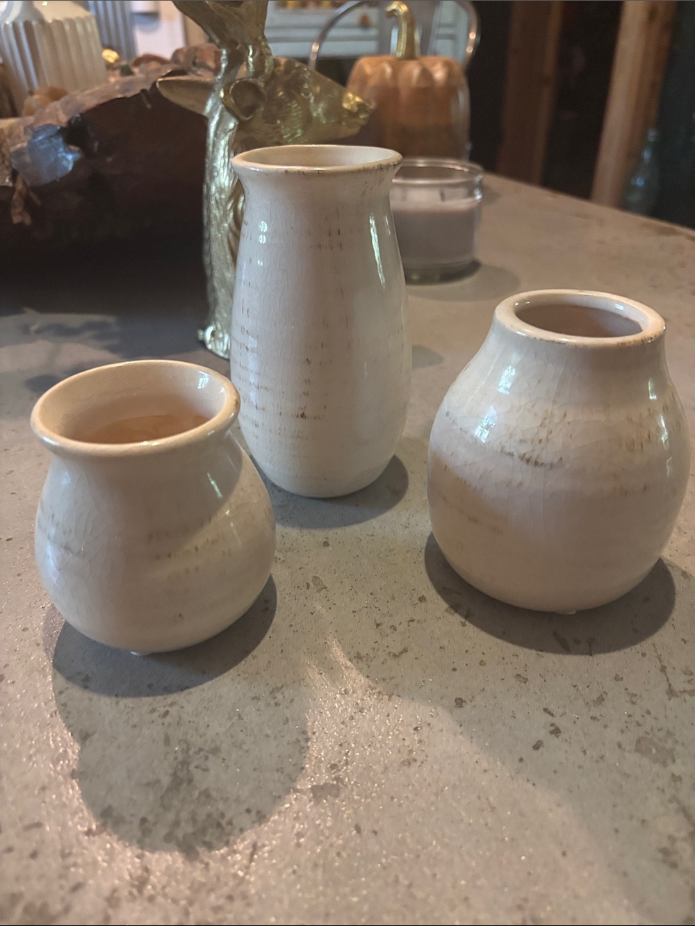 Neutral Ceramic Vase Trio - Cream Decorative Home Art